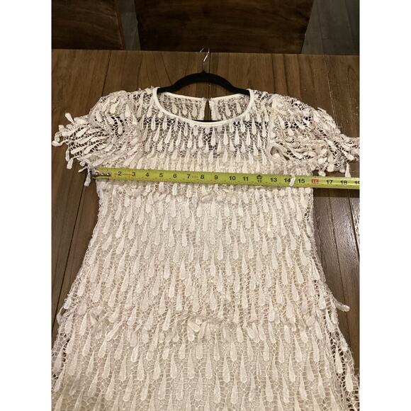 Vintage Cachet by Bari Protas Fringe Lace crochet Short Sleeve flapper Dress 5/6 - Picture 9 of 12